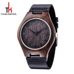 Mineral Glass Wood Watch Leather Strap Japan Miyota Quartz Movement