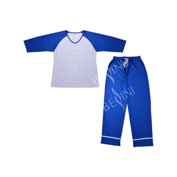 China Casual Womens Pyjama Sets Raglan Long Sleeve V Neck Top With Piping Hem factory