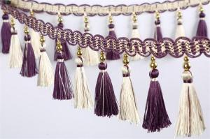 China Handmade fashionable chain beads lace tassels fringes for curtain/sofa/pillow decoration factory