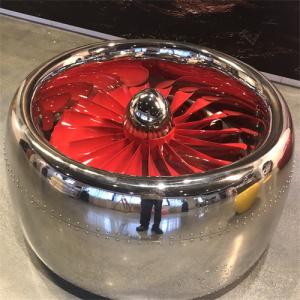 China Engine Modeling Sculpture Furniture Art Mirror Surface Round Stainless Steel Table factory