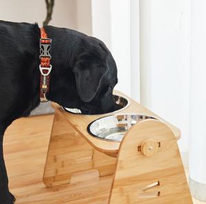 China Durable Bamboo Adjustable Raised Dog Bowls For Large Dogs factory