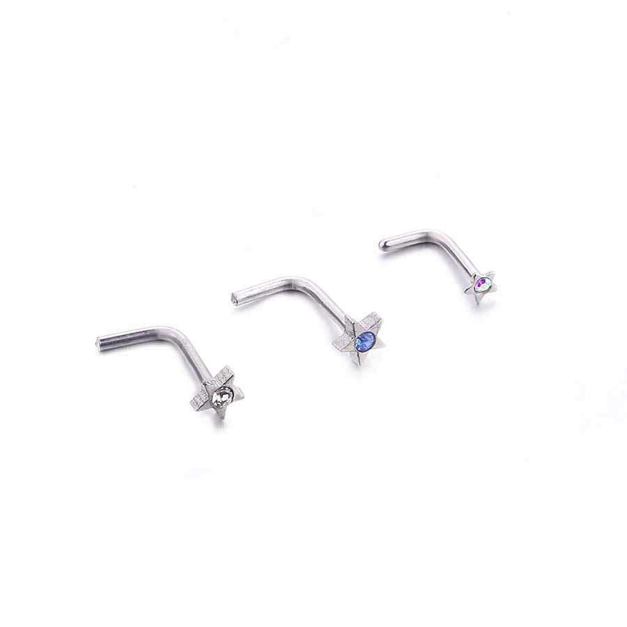 Wholesale Fashion Body Jewelry L Shape Stainless Steel Piercing Jewelry Ring Nose Studs