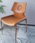 Italian Minimalist Hotel Restaurant Furniture Comfortable Backrest Metal Leather