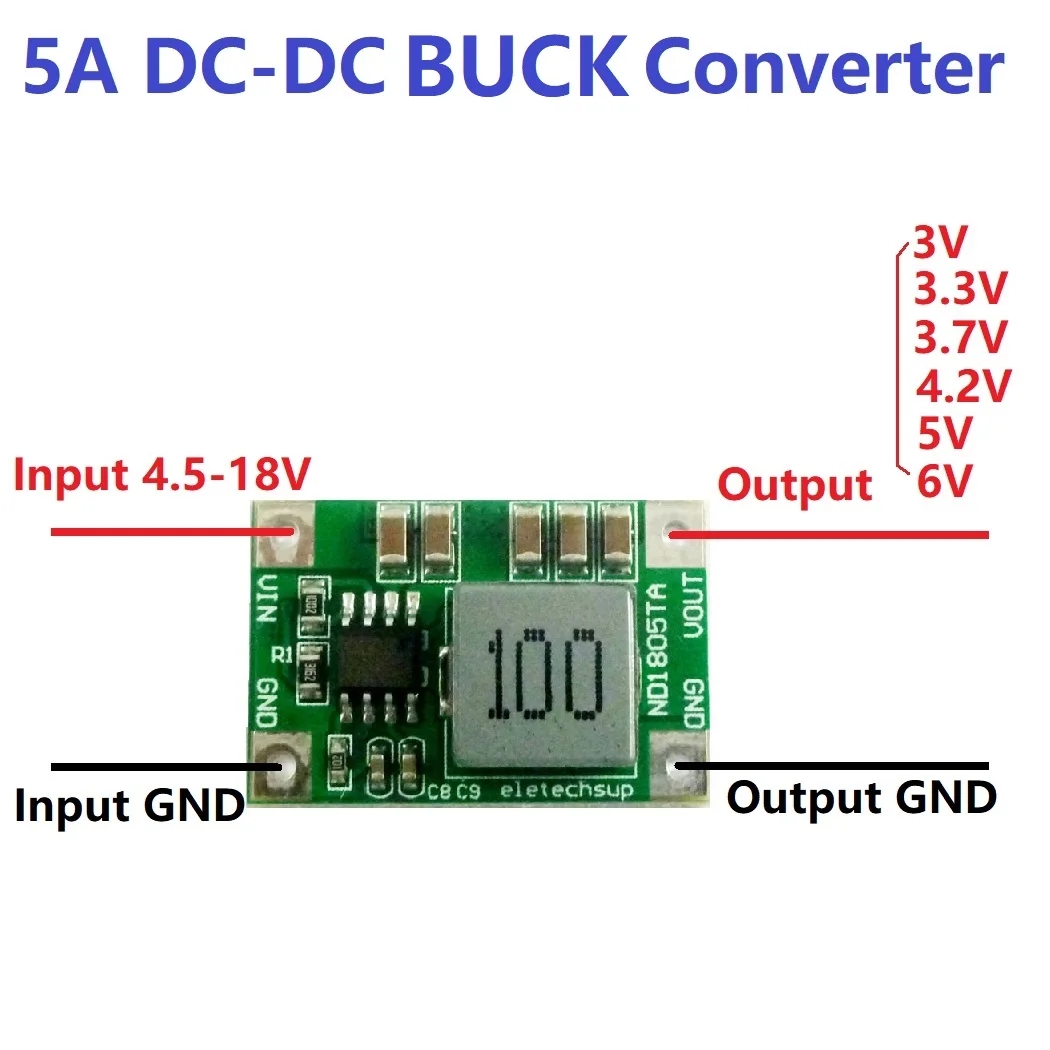Standard Mounting Type DC-DC Converter Board for 4.5V-18V to 3V-6V Voltage Regulation