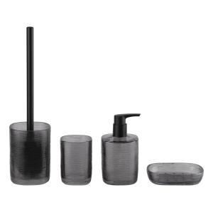 China Smoke Glass Bathroom Accessories Sets Square Shape Crazy Stripe Hand Soap Dispenser Luxury Bath Accessories Set factory
