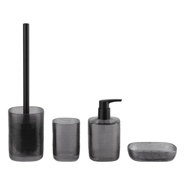 Smoke Glass Bathroom Accessories Sets Square Shape Crazy Stripe Hand Soap