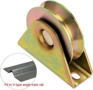 China 50mm 60mm Diameter Sliding Gate Roller Sliding Pulley U/V/Y Groove Bearing Wheels Color Zinc Track Wheel factory