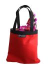 Red Canvas Shopper Bag Metal Buttons Closure Nylon Tape handle