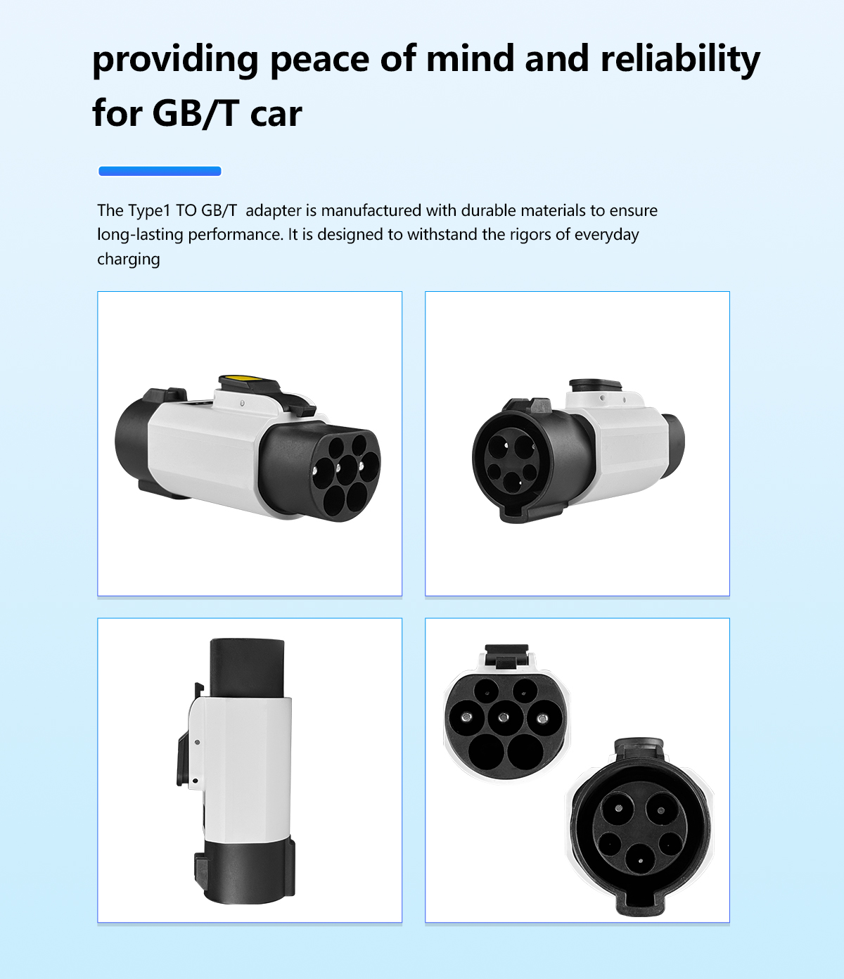 Car Adapter Charging Station AC Type1 to GBT 220v Electric Vehicle 32A Output Power 2024 Portable 7kw EV Charger Portable
