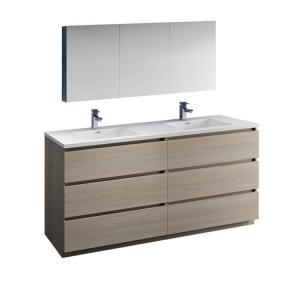 China Freestanding Double Sink Vanity , Design Solid Wood Bathroom Vanity Units factory