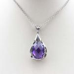 Women Jewelry 10mmx14mm Oval Amethyst Cubic Zirconia Drop Pendant(PSJ0399)