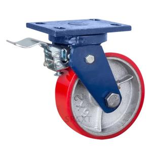 China Roller Bearing Heavy Duty 1 Ton Trolley Wheel with Zinc Plated Iron Core PU Caster Wheel factory