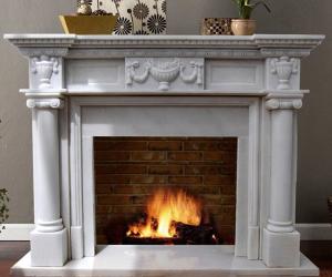 China White Marble Fireplace Mantel factory