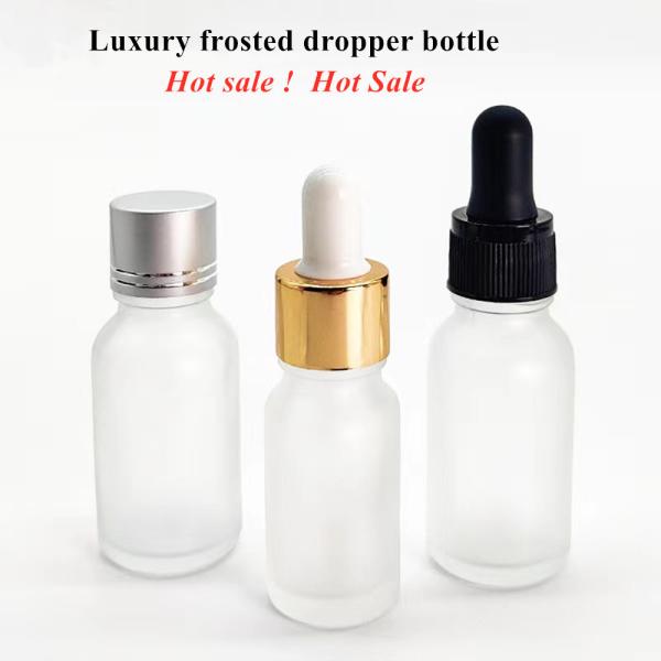 China 5ml-50ml Essential Oil Glass Dropper Bottle Frosted Glass Serum Bottle factory