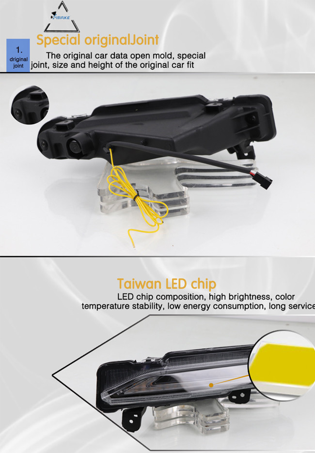 Car Flashing 1 Pair Daylight Driving Yellow Turn Fog Lamp For Toyota Yaris 2017-2020