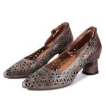 S426 Manufacturer'S New Ethnic Style Leather Hollow High Heels Literary Pointed