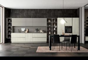 China Modern Kitchen Cabinet Solid Color Matte Lacquer Door Custom Melamine Kitchen Cabinet Free Kitchen Design factory