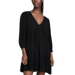 Ladies Gauze V Neck Dress for Women Puff Sleeve Clothing Manufacturers Rayon