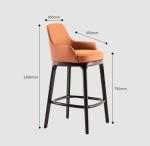 Nordic Style Fashion Creative Leather High Dining Chair Solid Wood Bar Stools
