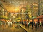 Framed Paris Oil Painting Eiffel Tower Paris Street Eco-Friendly For Leisure