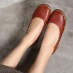 S347 Women'S Shoes Leather Retro Women'S Shoes Woven Shallow Mouth Flat Shoes