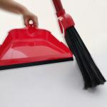 Household Angle Dust Push Broom Clip On Dustpan Set 48 Inches Low Edge Rubber