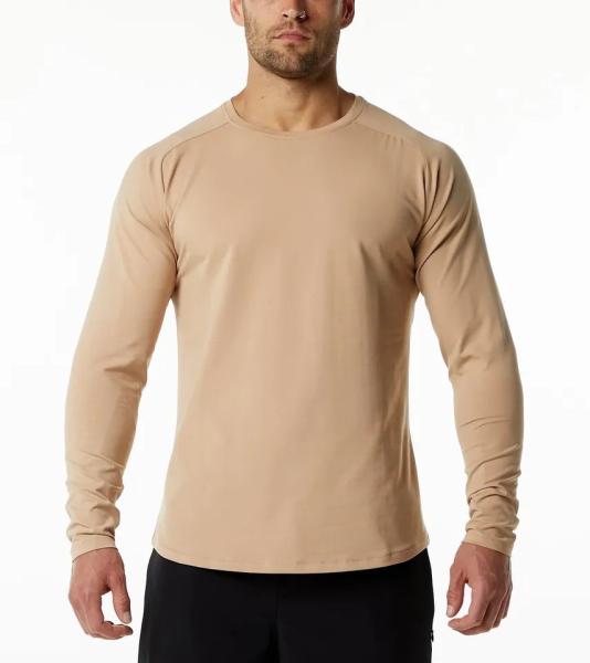 Factory Custom Logo Men′s Fitted Long Sleeve 94% Cotton 6% Elasticity Custom