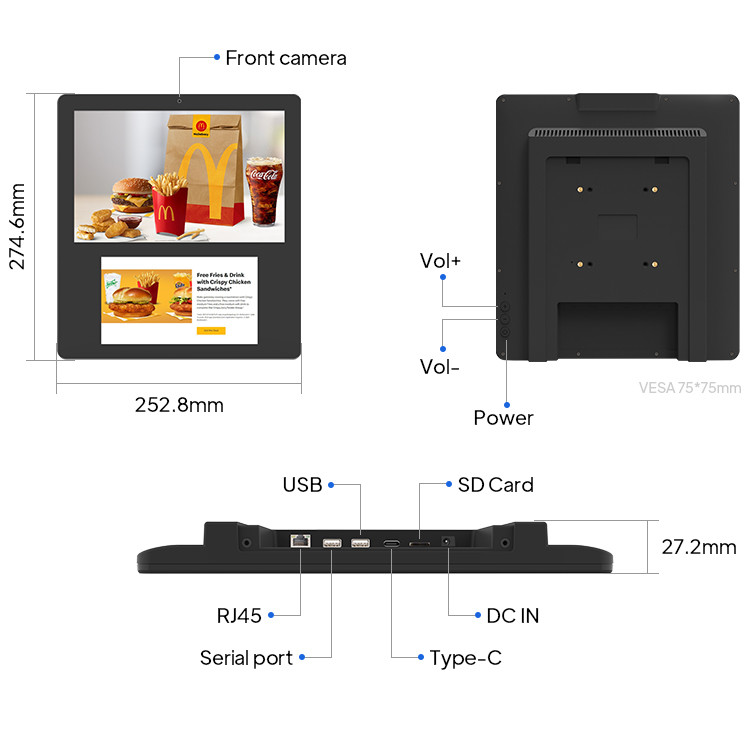 Slim Dual Screen Digital Signage Wall Mount Indoor Retail Store POE RFID