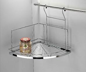 China Silver Color Modern Kitchen Accessories Stainless Steel Double Shelf Corner factory
