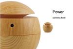130ml Wood Grain Round Air Humidifier Ultrasonic Quiet Cool Mist Humidifier