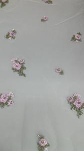 China Beaded Floral Lace Fabric Embroidered Lace Mesh Breathe Fabric Occasion Dressing Birthday Fabric factory