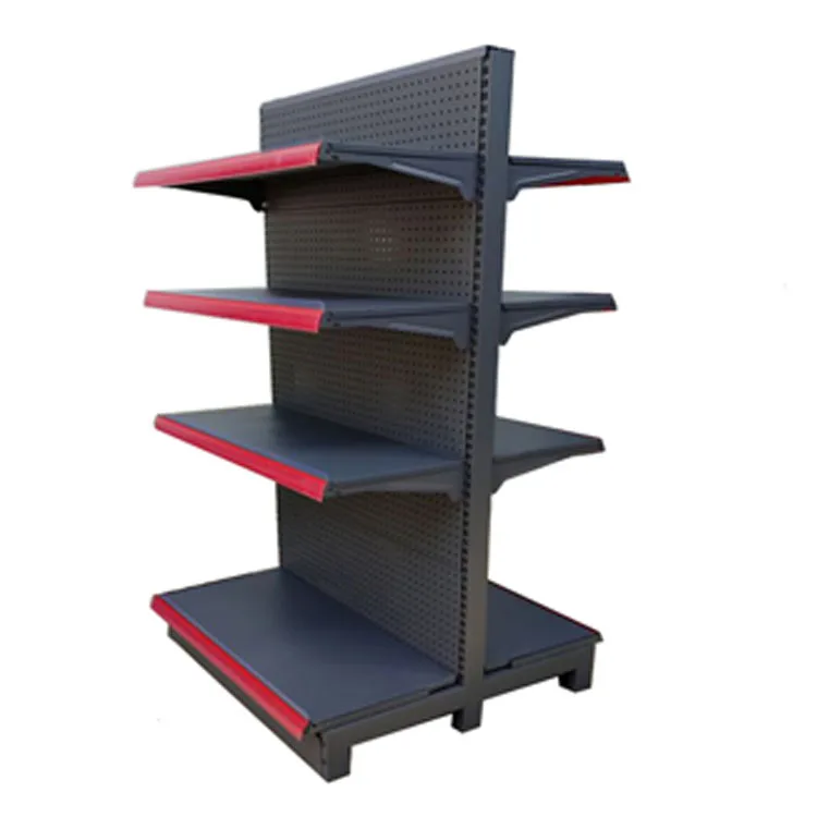 Factory Customized Color Size Logo supermarket shelves single/double sided shelves with hook retail display rack