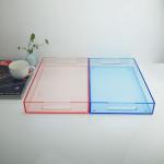 Transparent Yellow Acrylic Lucite Serving Tray With Handle For Hotel Restaurant