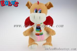 China Lovely EN71 Approved Brown Plush Stuffed Dinosaur Toy With Scarf factory