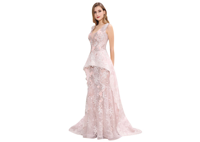 Khaki Color Nice Lady Big Ball Gowns With Flower Decor , Sleeveless Party Dress