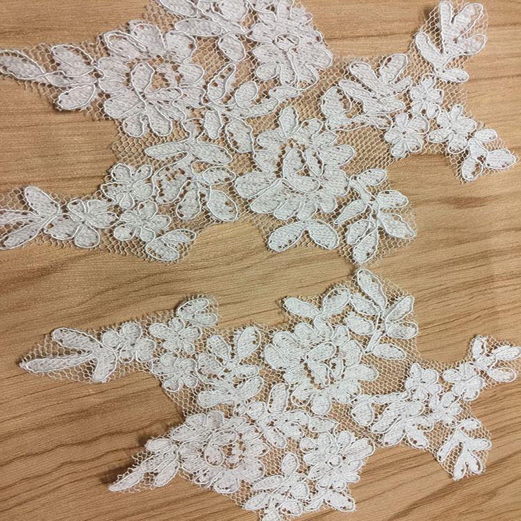 Ivory Venise Cord Lace Applique for Bridal Gown Wedding Dress decoration