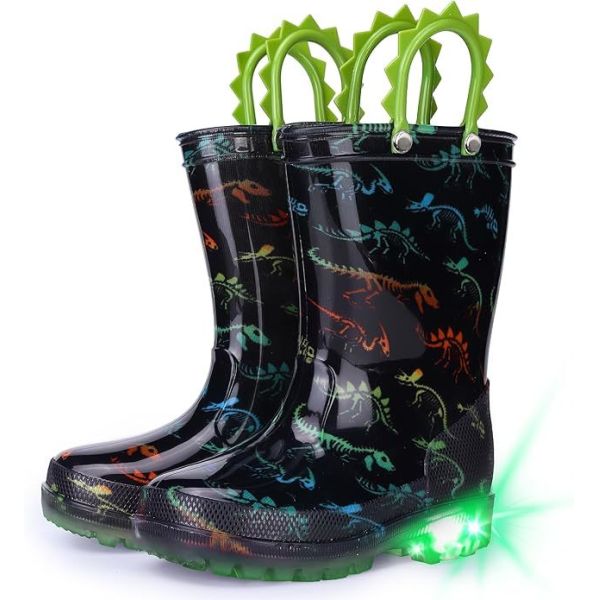 Cute Design Light Up Kids Rain Boots With Handles Boys And Girls Wellies