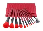 Red Natural Synthetic Hair Makeup Brushes Professional Makeup Brush Kits
