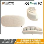 Italian Minimalist Fabric Sofa. White Cream Style Three-Seater Sailboat Sofa for