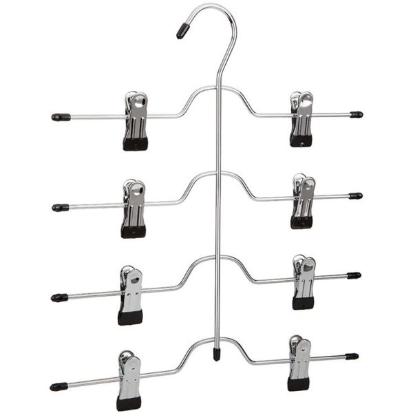 Chrome 4 Tier Space Saving Trouser And Skirt Hangers With Clips
