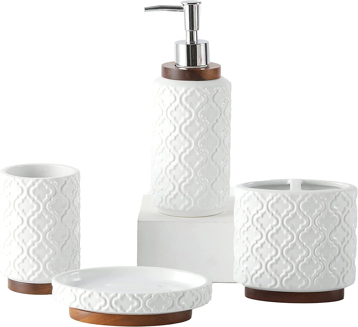 Custom White Ceramic Bathroom Set For Hotel Decor Shower Room OEM ODM