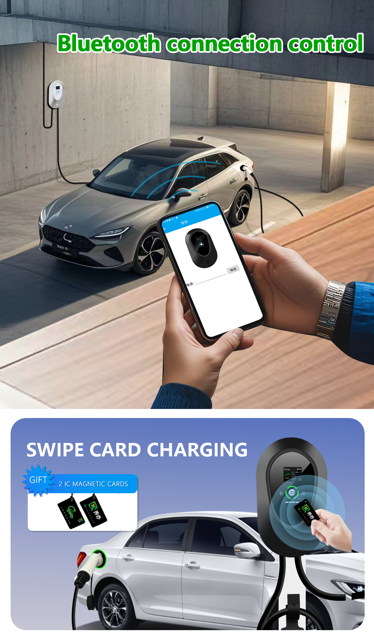 GBT Wall Charger for Home Wall Box 7/11/22kw EV Charging Station Operate 380v