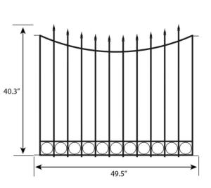 China Beaumont 3 Rail Tubular Metal Fence 40.4 In. H X 49.6 In. W Black Steel factory