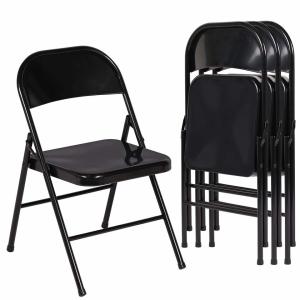 China Black Iron Small Size Lightweight Folding Chair For Camping Outdoor factory