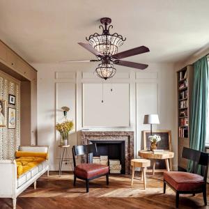 China Luxury 6000LM 48 Inch 1220MM Chandelier Crystal Ceiling Fan Light For Living Room factory