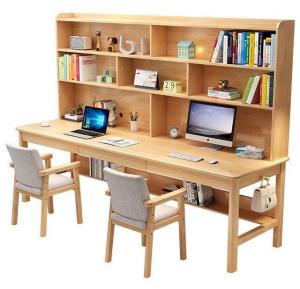 China Shengwei Furniture Solid Wood Bookshelf Integrate Double Or Three-Person Writing Computer Desk factory