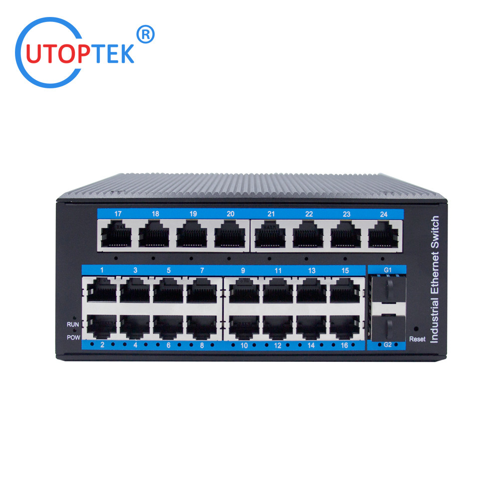 UT224GM-SFP L2 Managed Industrial 2x1000M SFP+24x10/100/1000M RJ45+1xConsole port, DIN Rail,-40 ~+85 ℃ Ethernet Switch