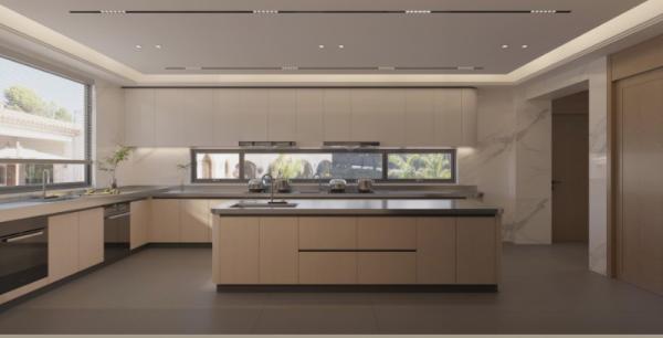 Large Rectangular Island Stainless Steel Commercial Kitchen Cabinets Formaldehyd