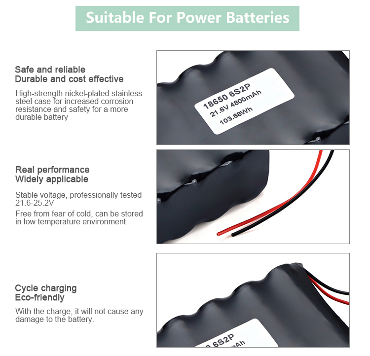 25.2V Electric Skateboard Battery Pack 6S2P 21.6V 5.2Ah Ebike Battery Pack 18650 Li-Ion Battery Pack