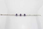 Fashion Jewelry Created Aemthyst Cubic Zircon 925 Silver Link Chain Bracelet